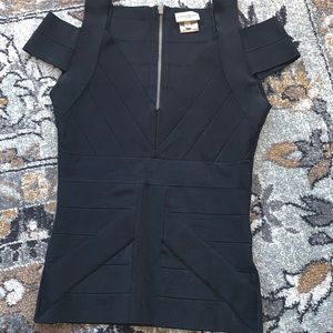 Karen Millen Black Bandage Off Shoulder Top Sz 1